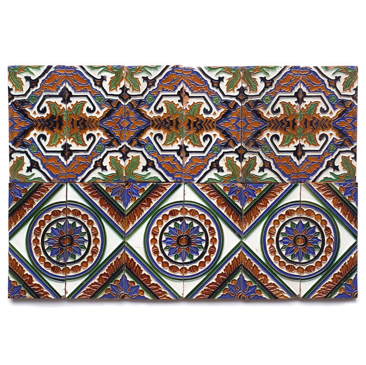 Azulejos de "Pickman", tecnica de "Arista", siglo XIX (Sevilla).