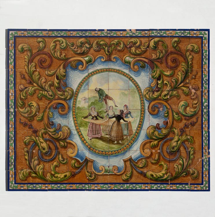 Mural de azulejos decorados a pincel, siglo XIX, Triana (Sevilla)
