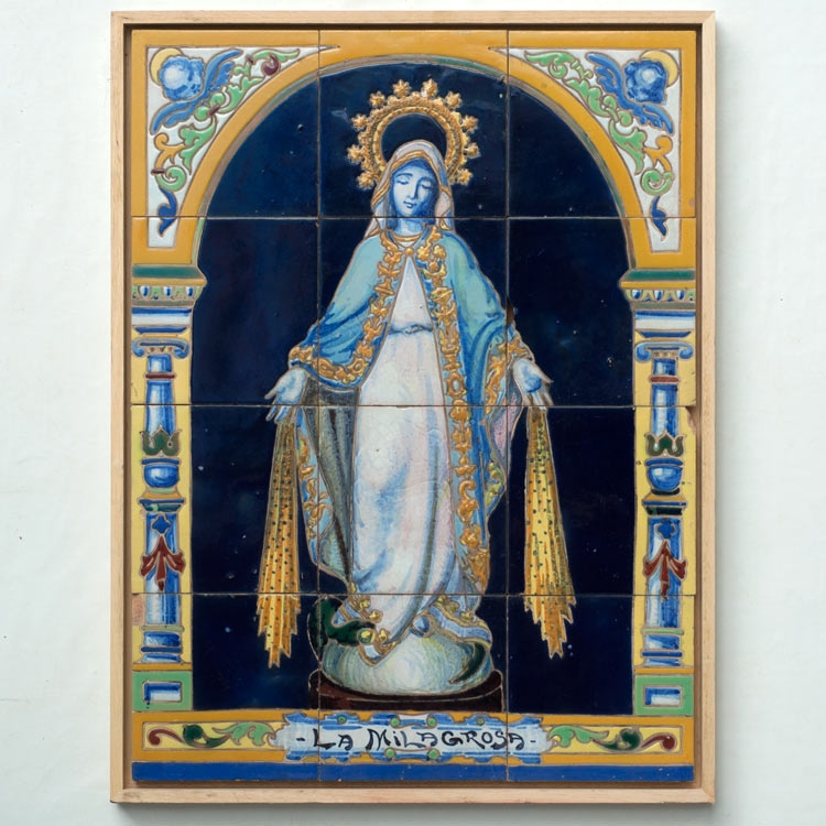 Retablo cerámico de "Cuerda seca", siglo XIX/XX, Triana (Sevilla).