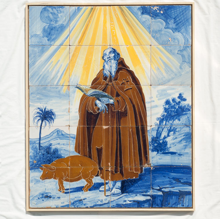 Retablo cerámico decorado a pincel, siglo XIX/XX, Triana (Sevilla).