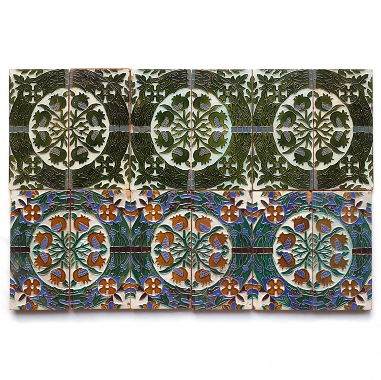 Azulejos técnica de “Cuerda seca”, siglo XIX, Triana (Sevilla).